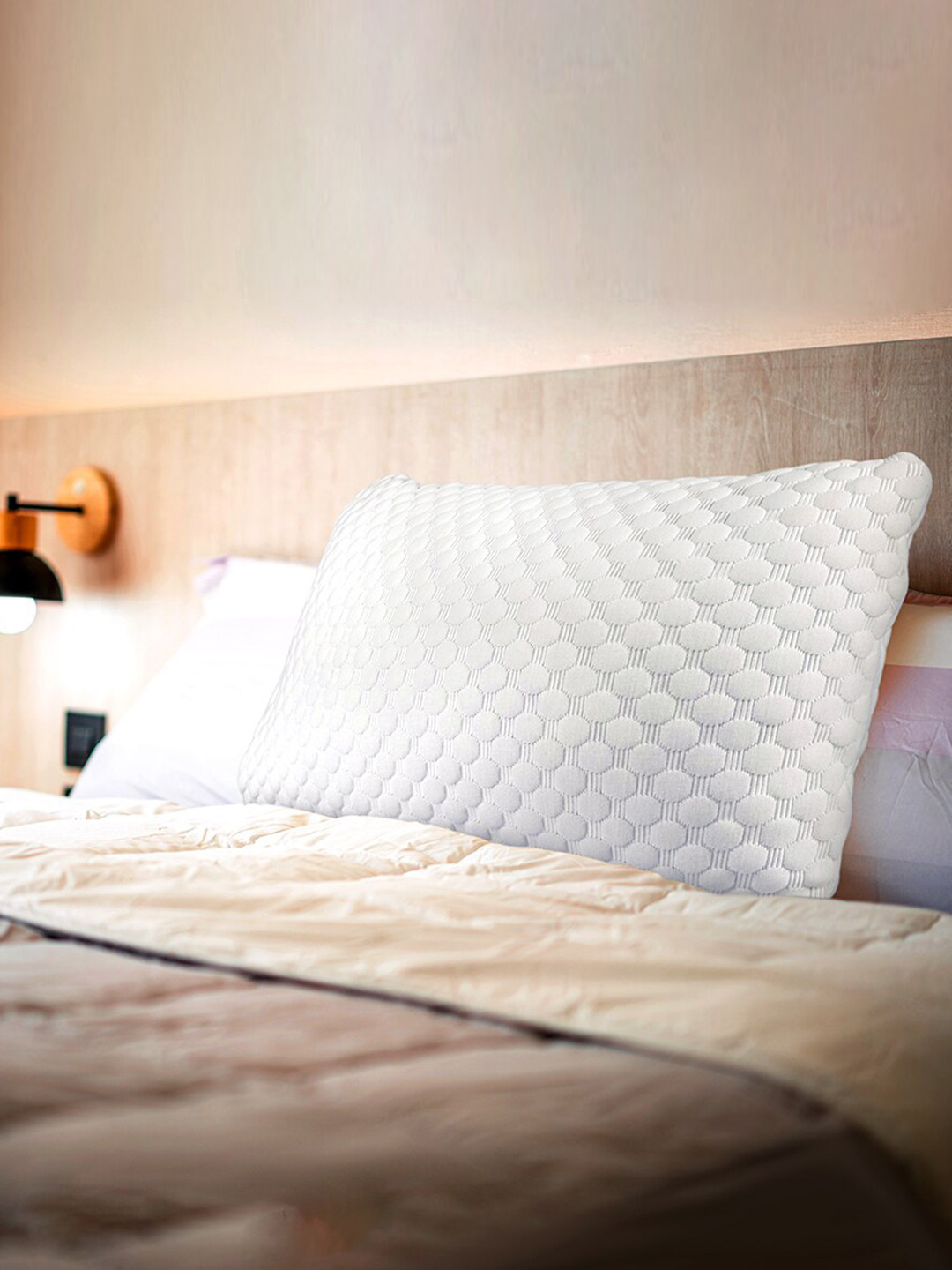 

Springwel White Self Design Sleep Pillow