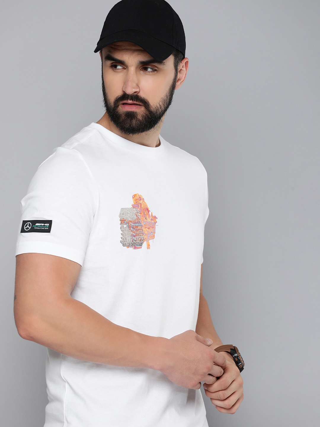 

PUMA Motorsport Mercedes AMG Petronas Printed Regular Fit Pure Cotton T-shirt, White
