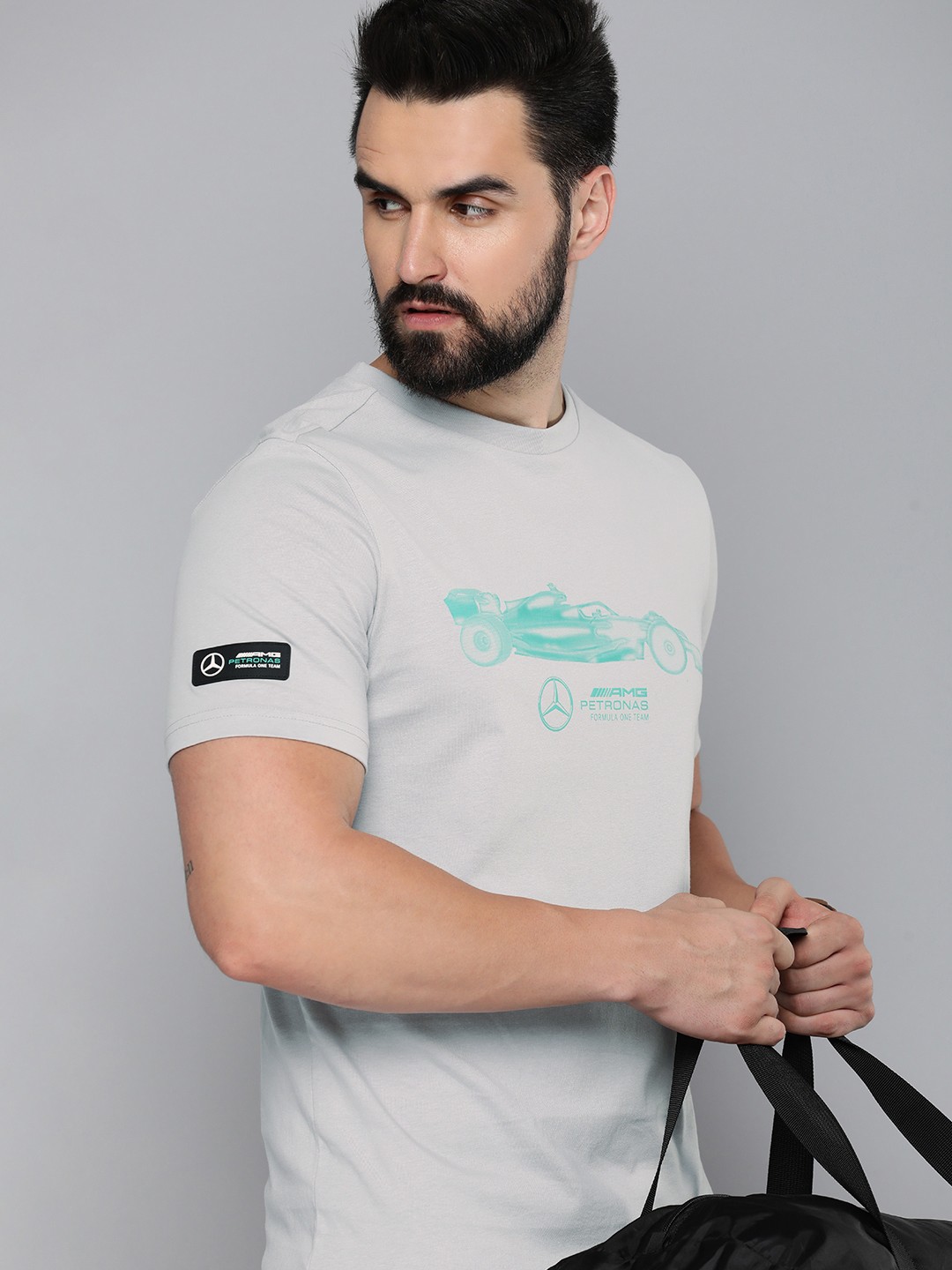 

PUMA Motorsport Mercedes AMG Petronas ESS Car Printed Regular Fit Pure Cotton T-shirt, Grey