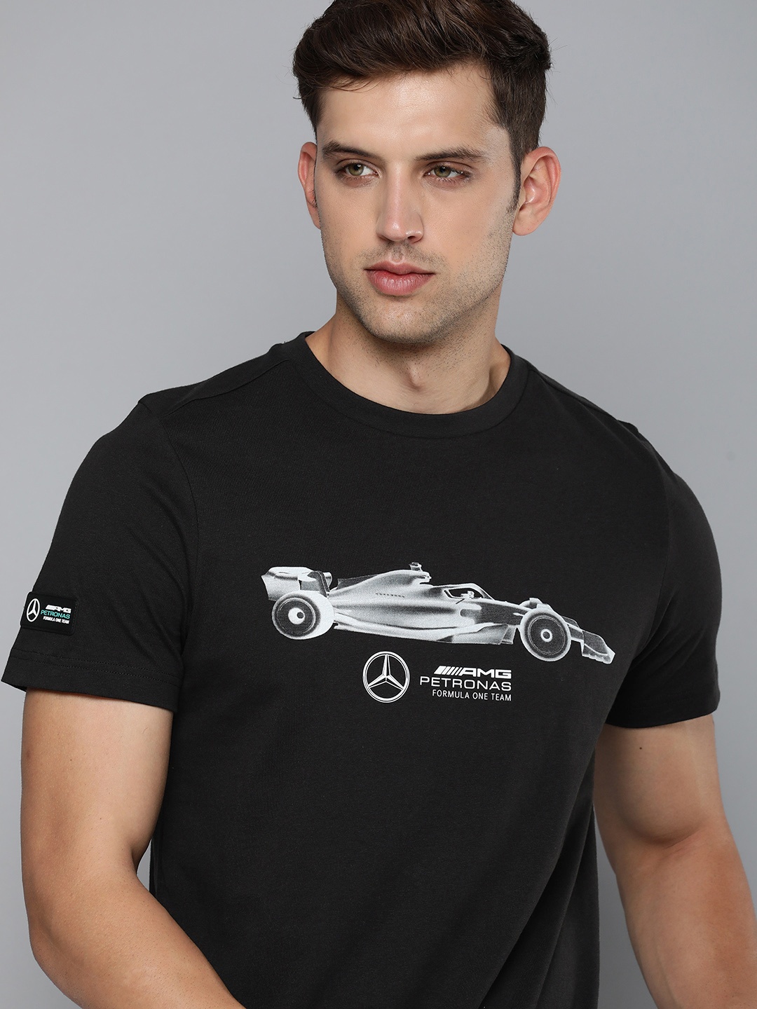 

PUMA Motorsport Mercedes AMG Petronas ESS Car Printed Regular fit Pure Cotton T-shirt, Black