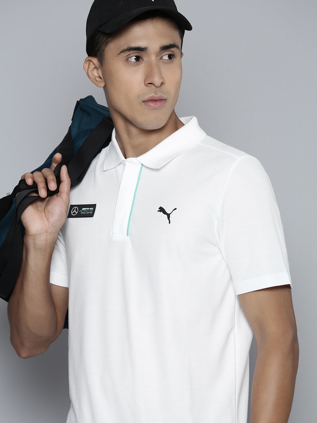 

PUMA Motorsport Mercedes AMG Petronas Polo Collar Applique Detail T-shirt, White