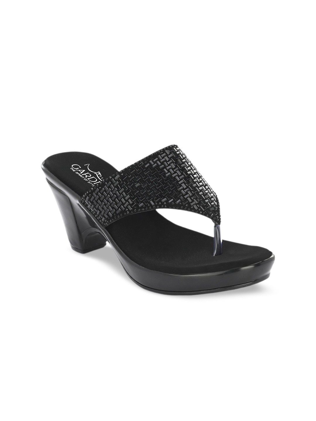 

GARDIN Embellished Open Toe Platform Heels, Black