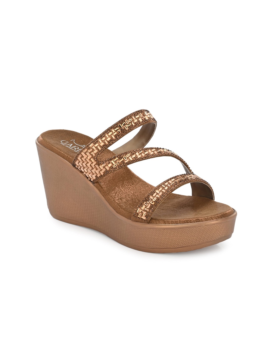 

GARDIN Embellished Open Toe Wedges, Copper