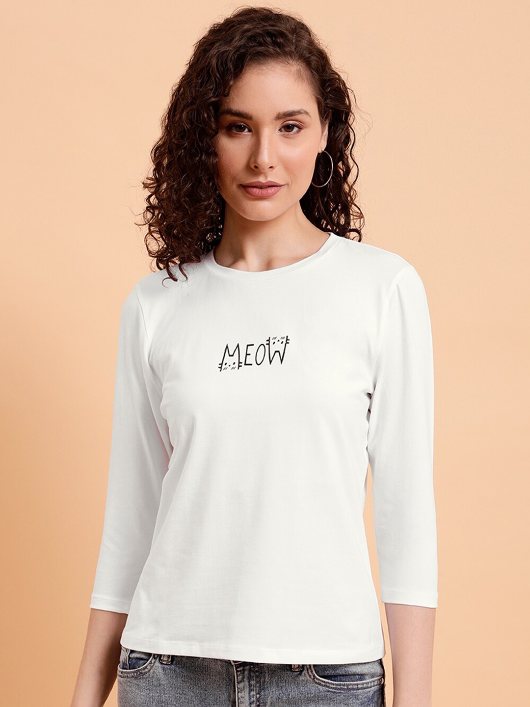 

MINT STREET Typography Printed Pure Cotton T-shirt, White