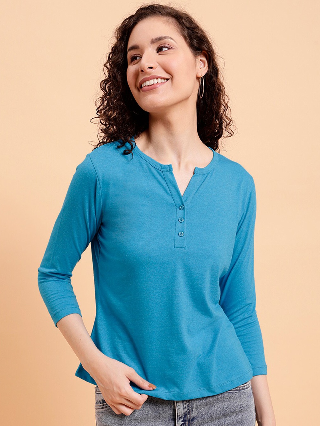 

MINT STREET Regular Fit Pure Cotton T-shirt, Blue