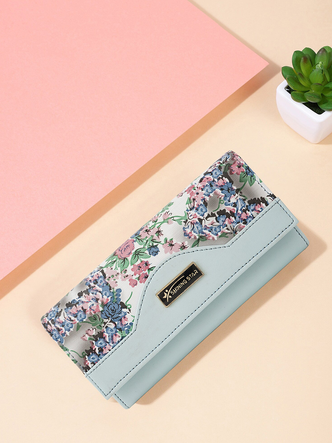 

SHINING STAR Floral Printed Purse Clutch, Blue