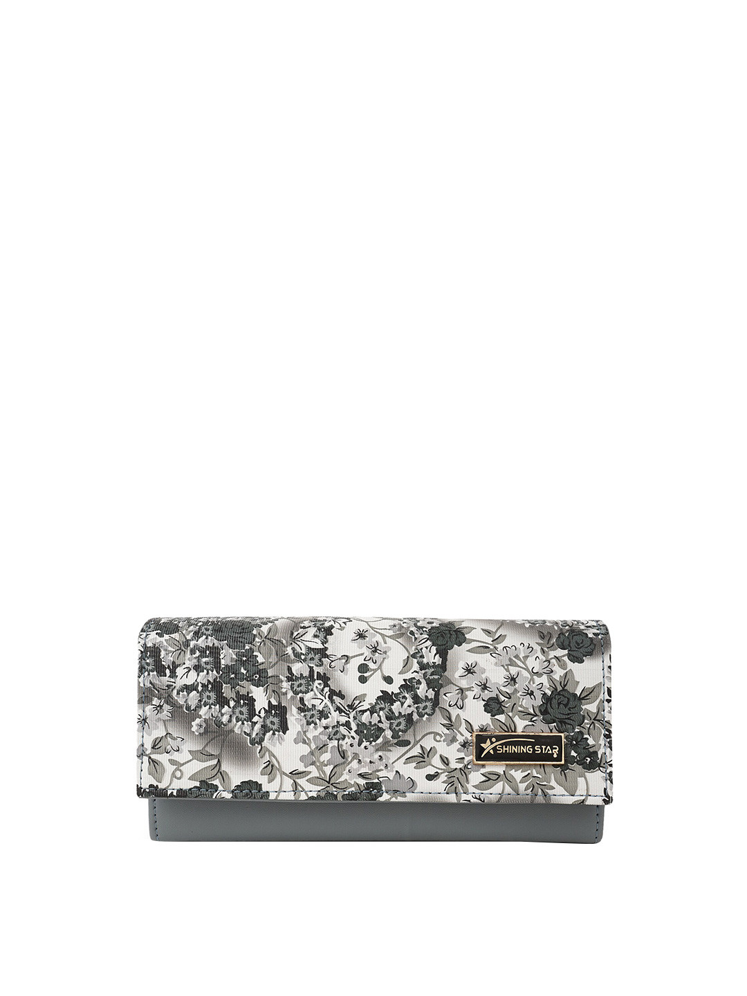

SHINING STAR Floral Printed Purse Clutch, Grey
