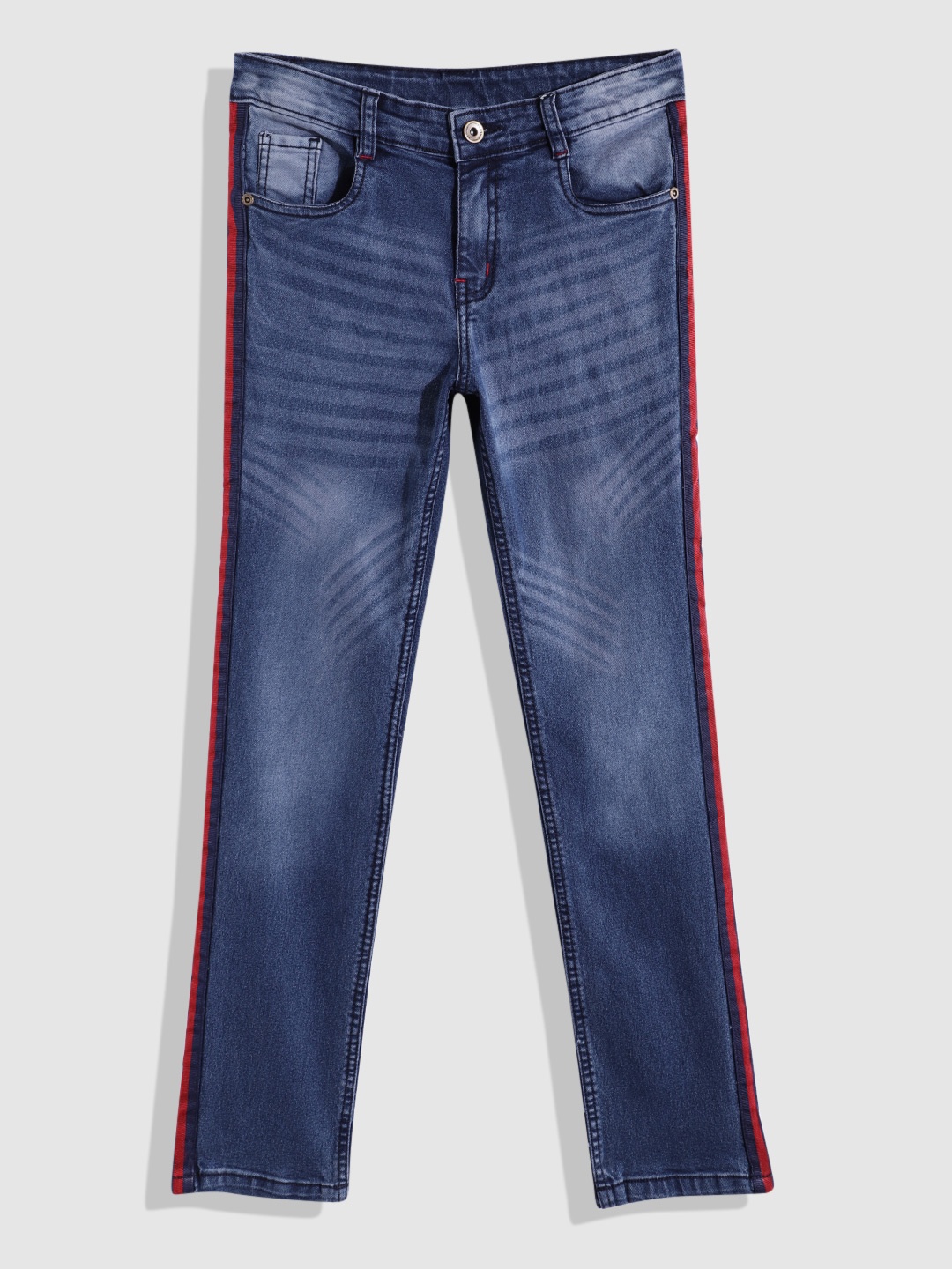 

YK Boys Slim Fit Light Fade with Side Stripe Jeans, Navy blue