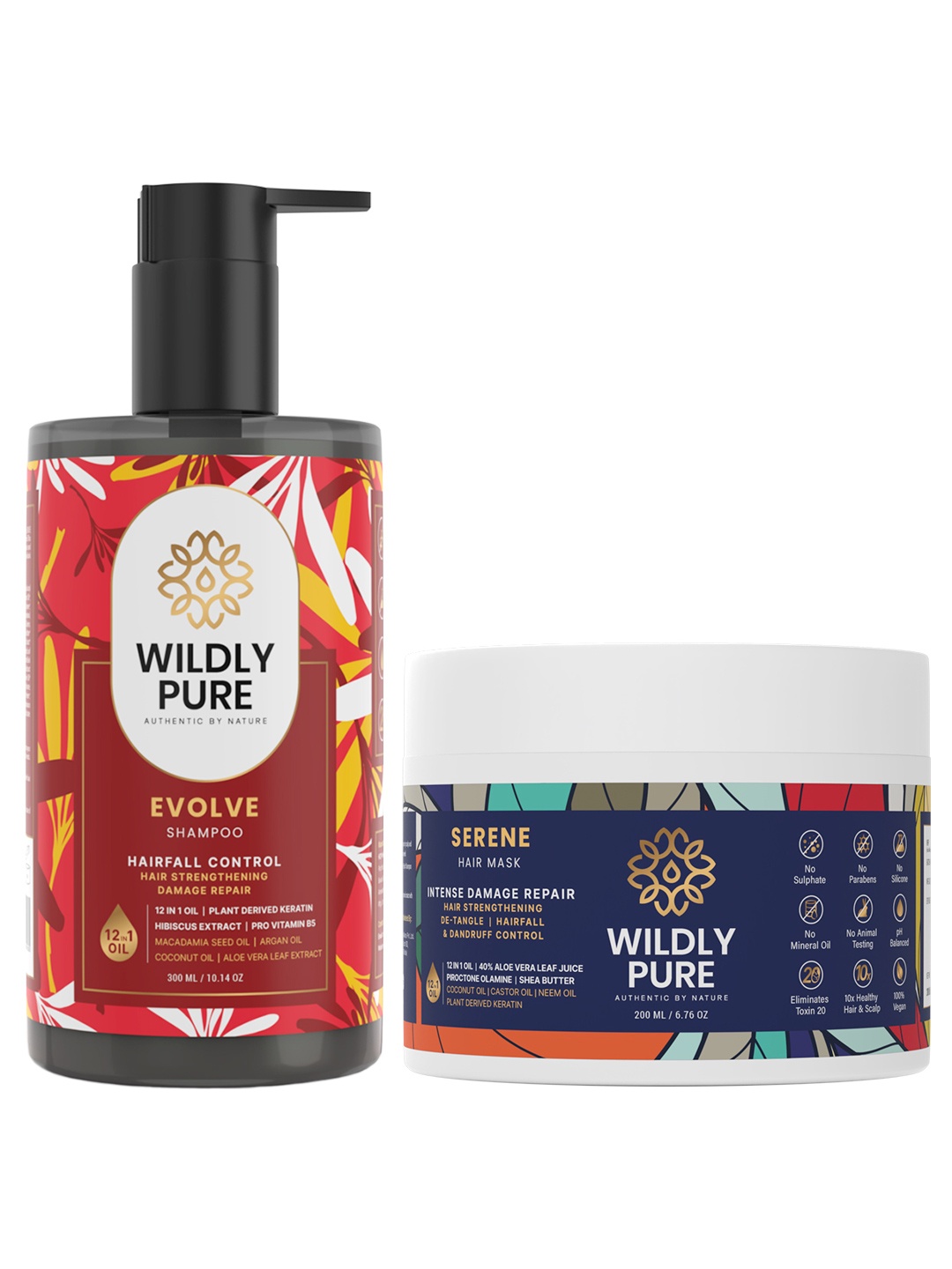 Wildly Pure Set of Evolve Shampoo 300 ml & Serene Hair Mask 200 ml, Red