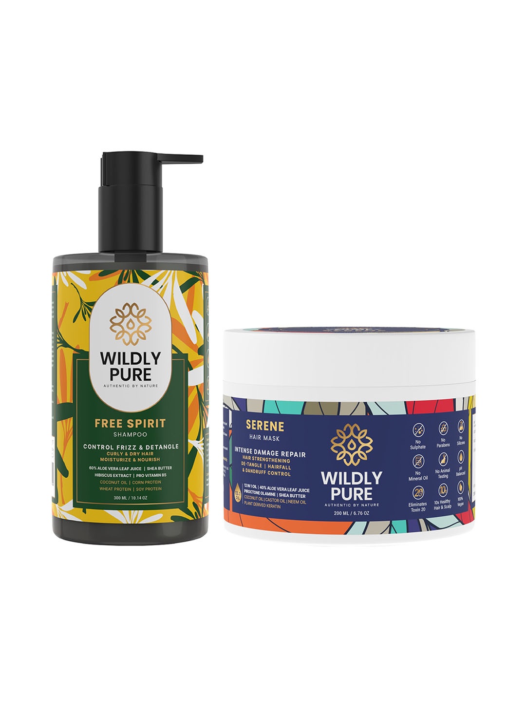 

Wildly Pure Set of Free Spirit Shampoo 300 ml + Serene Hair Mask 200 ml, Yellow