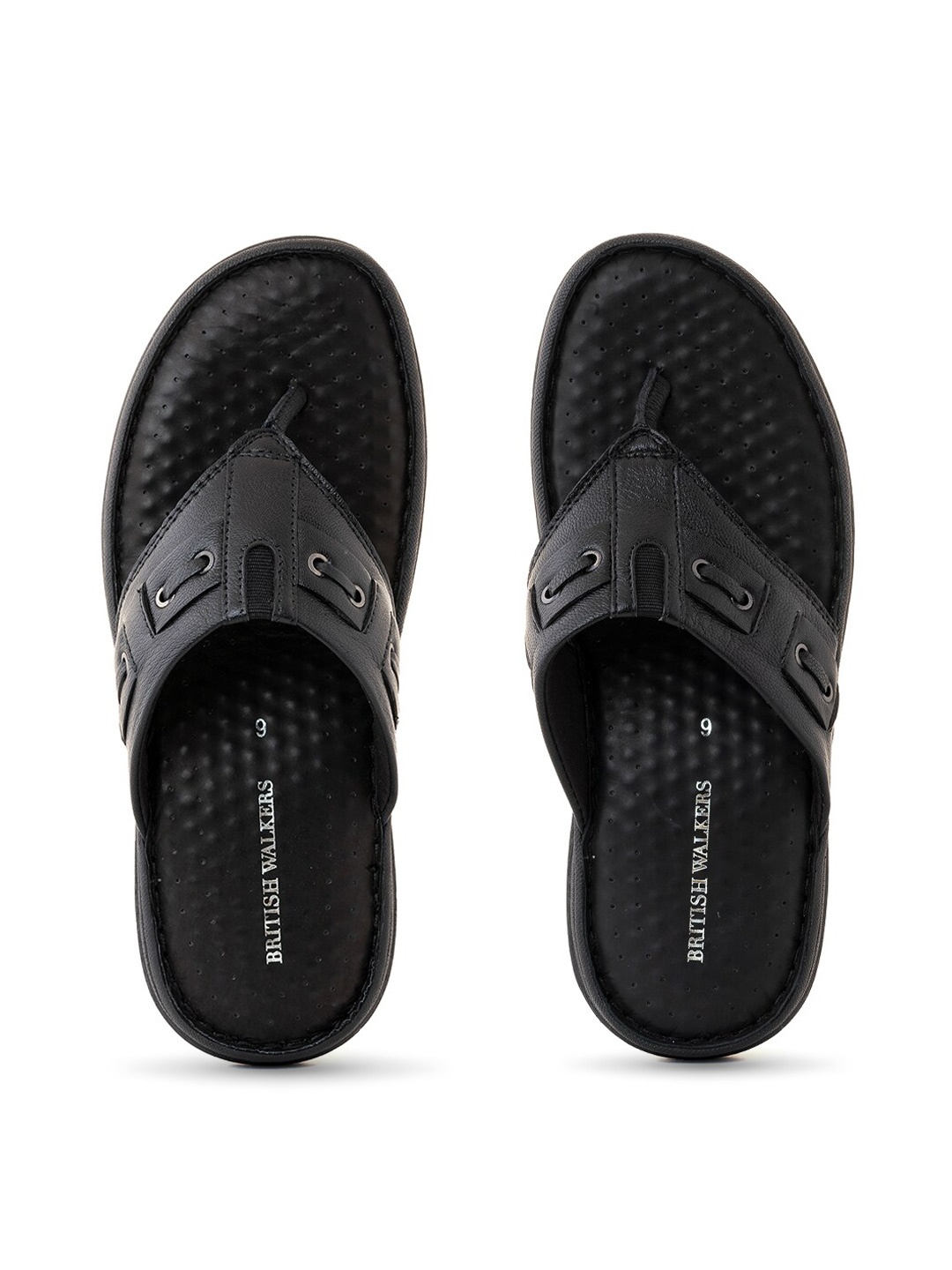 

Khadims Men Textured Leather Comfort Sandals, Black