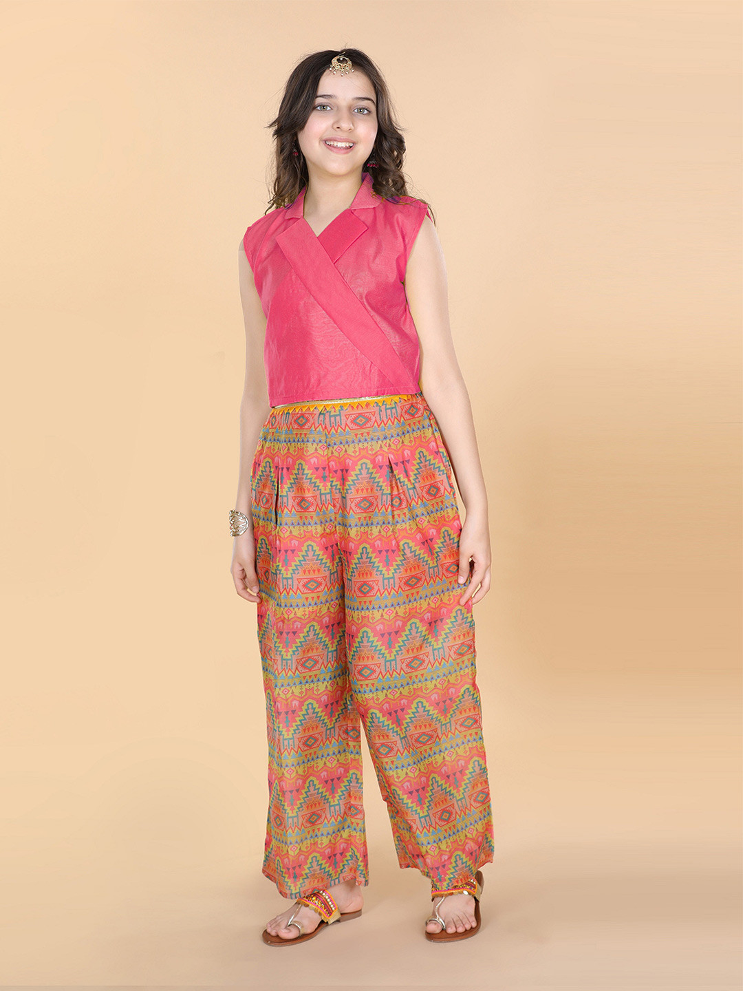

Aj DEZInES Girls Sleeveless Top with Trousers, Orange
