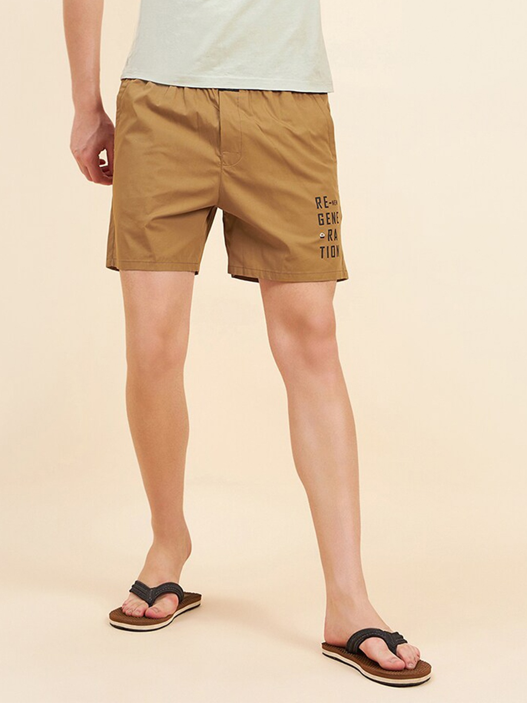 

Sweet Dreams Men Khaki Mid Rise Cotton Lounge Shorts