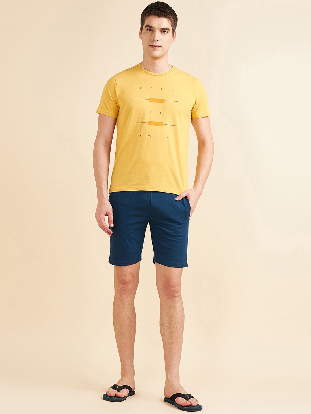 

Sweet Dreams Mustard & Navy Blue Pure Cotton Night Suit