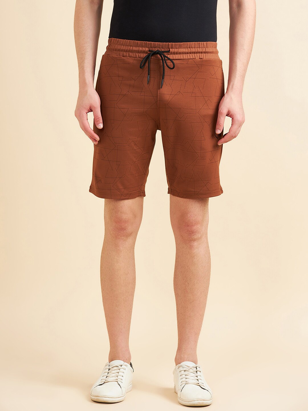 

Sweet Dreams Men Brown Mid-Rise Cotton Shorts, Orange