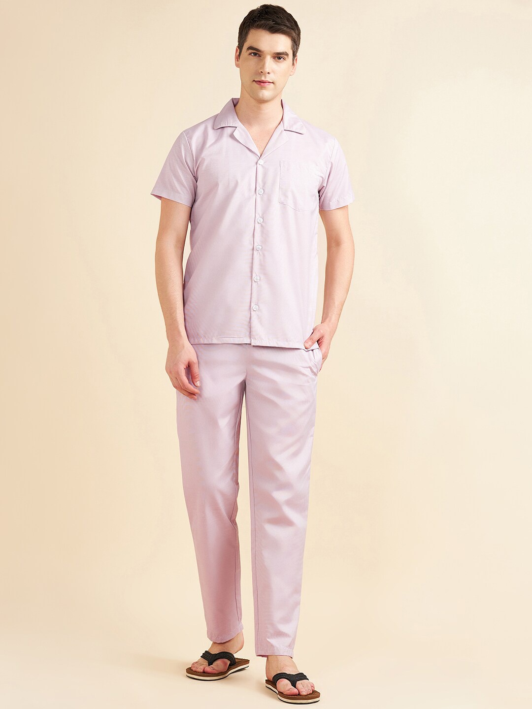 

Sweet Dreams Pink Lapel Collar Night Suit