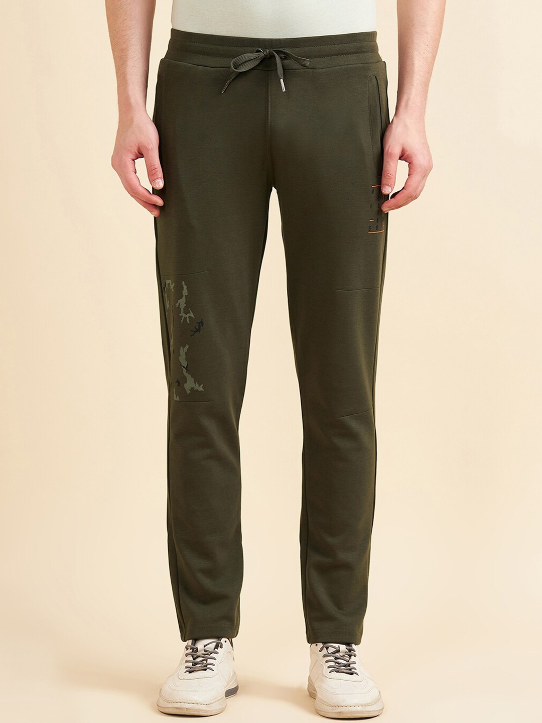 

Sweet Dreams Men Olive Green Mid-Rise 4 Way Stretch Track Pants