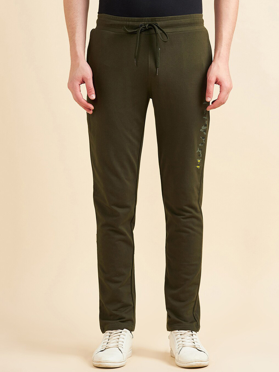 

Sweet Dreams Men Olive Green Mid-Rise 4 Way Stretch Track Pants