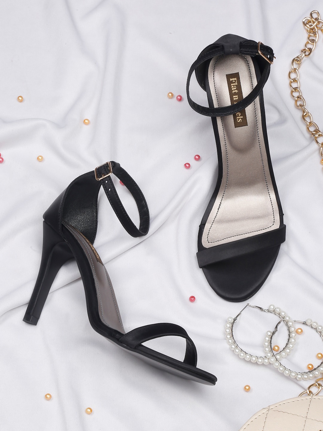 

Flat n Heels Ankle Looped Slim Heels, Black