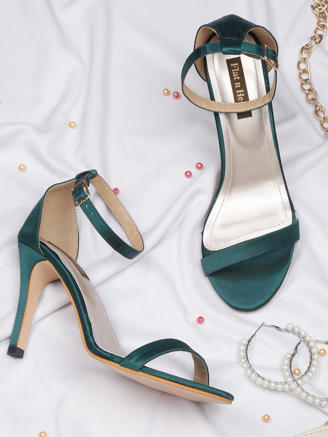 

Flat n Heels Ankle Looped Slim Heels, Green