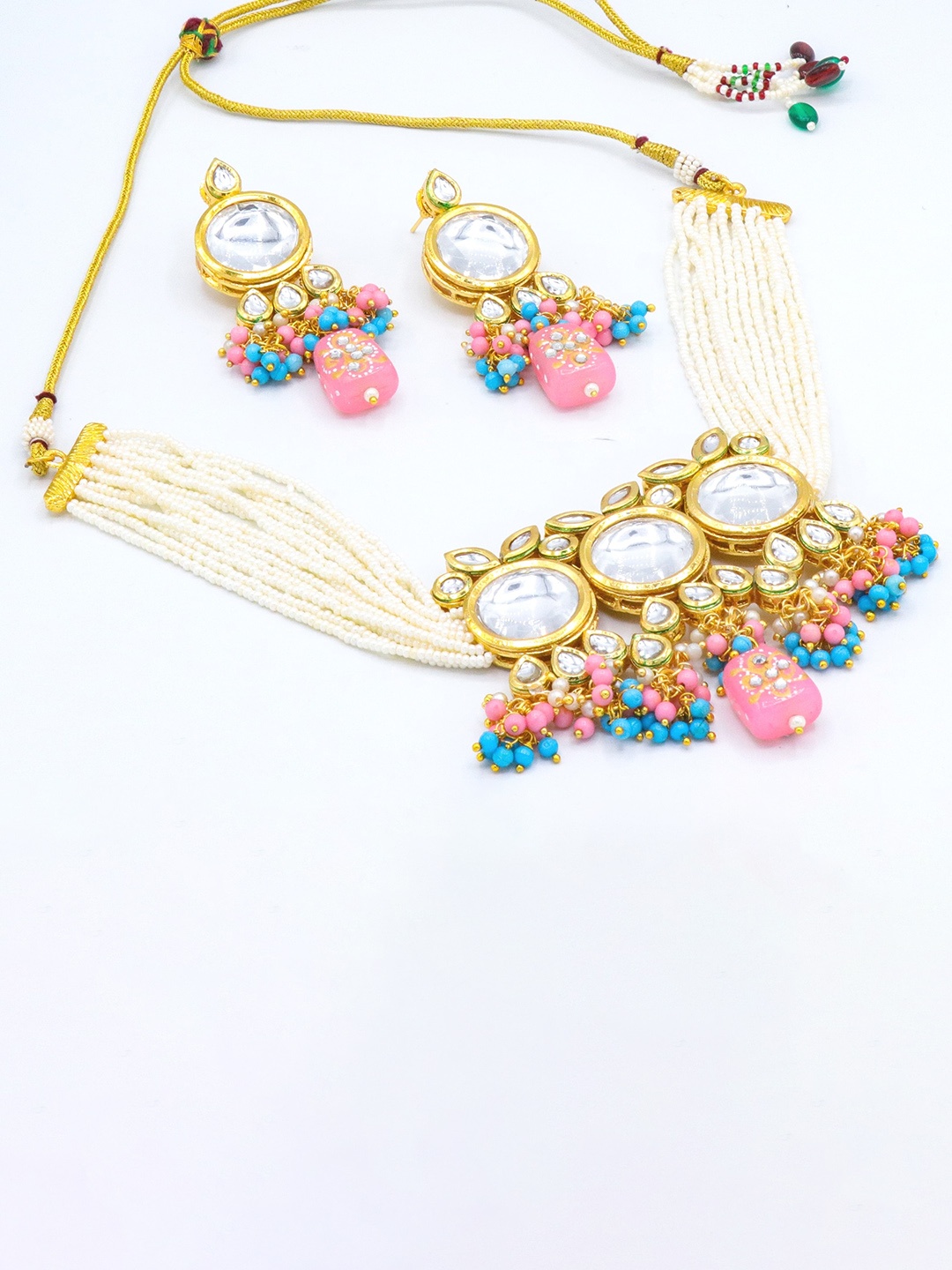 

AASHISH IMITATION Gold-Plated Kundan-Studded & Beaded Jewellery Set