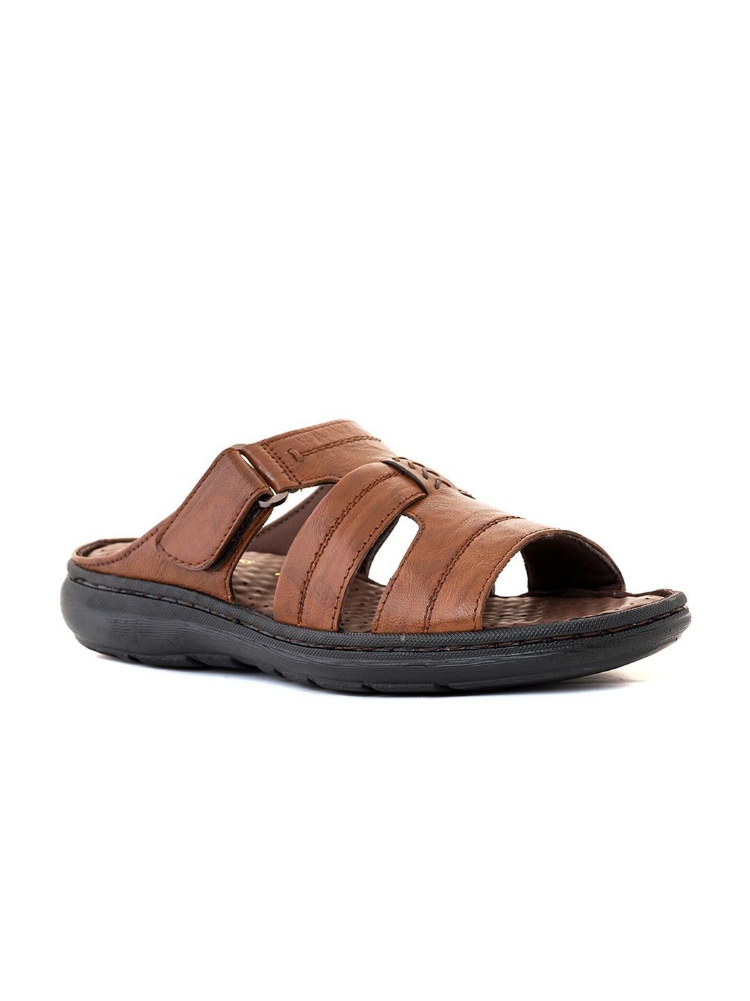 

Khadims Men Textured Leather Comfort Sandals, Brown