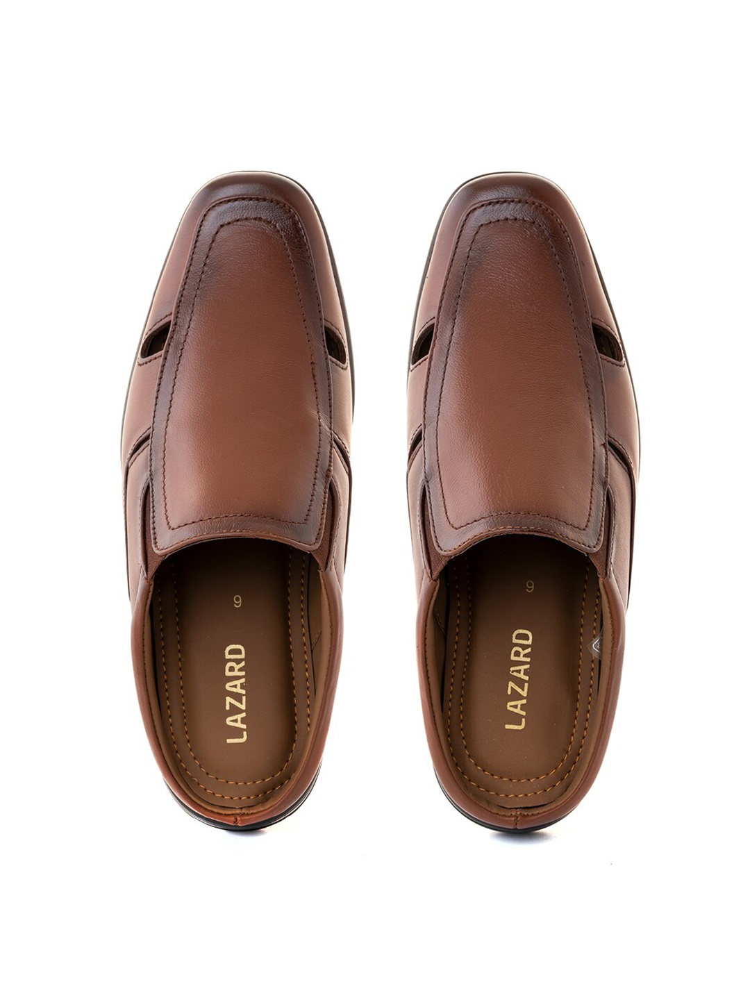 

Khadims Men Textured Leather Shoe-Style Sandals, Brown