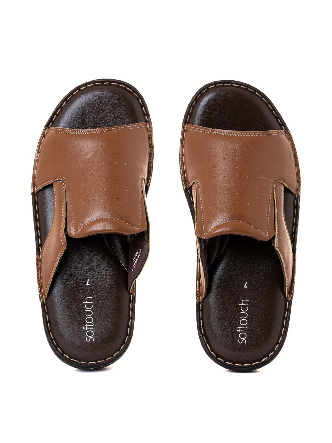 

Khadims Men Textured Comfort Sandals, Brown