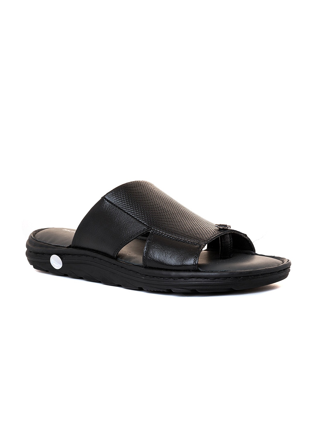 

Khadims Men Textured Leather Comfort Sandals, Black