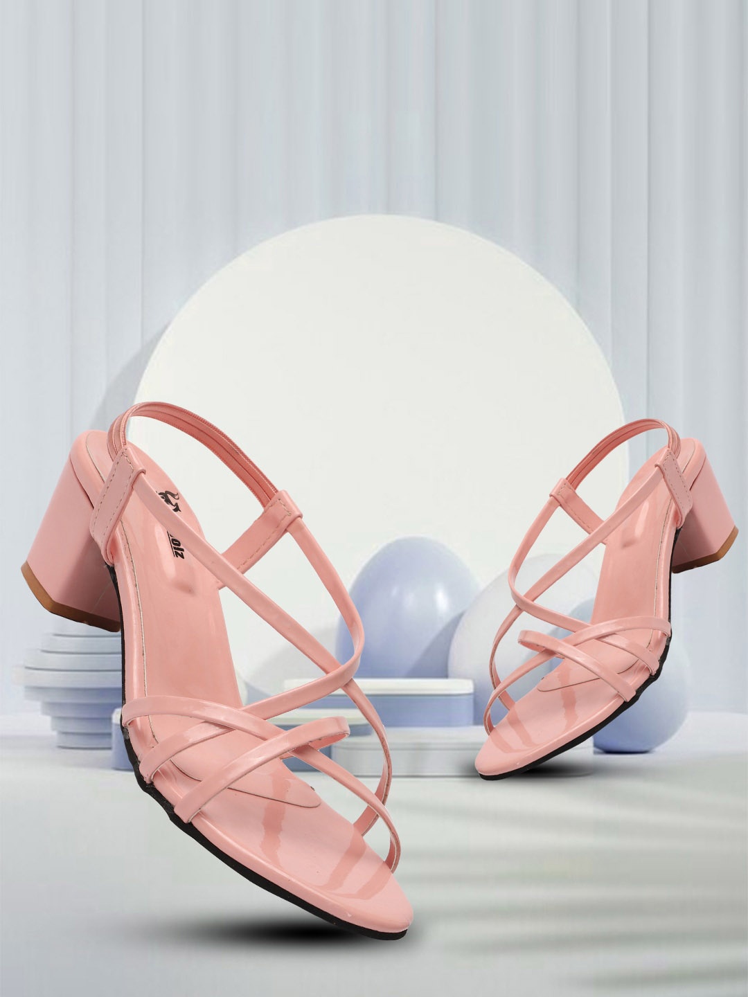 

Elibolz Strappy Open Toe Block Heels, Pink