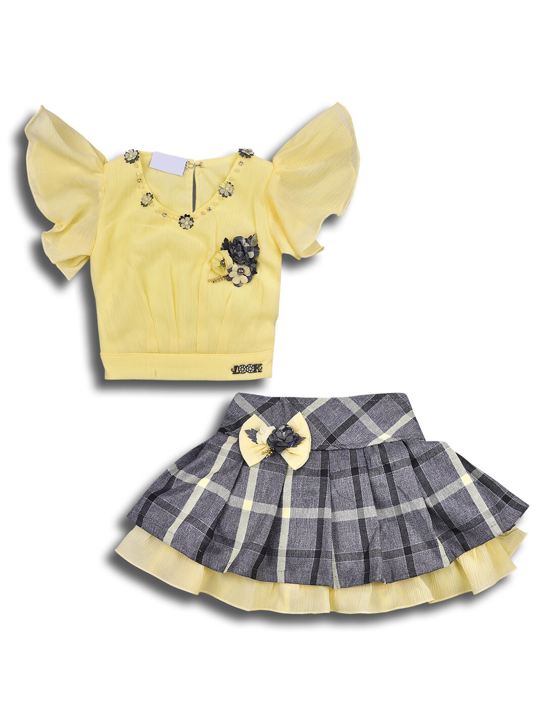 

Wish Karo Girls Embellished Top with Skirt, Yellow