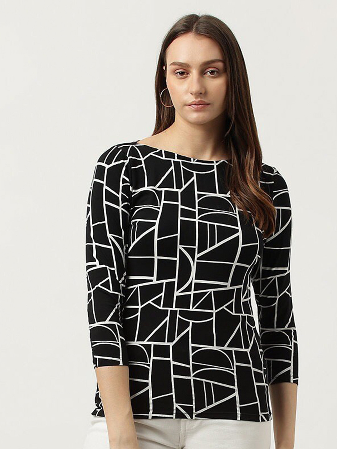 

Marks & Spencer Abstract Printed Round Neck T-Shirt, Black
