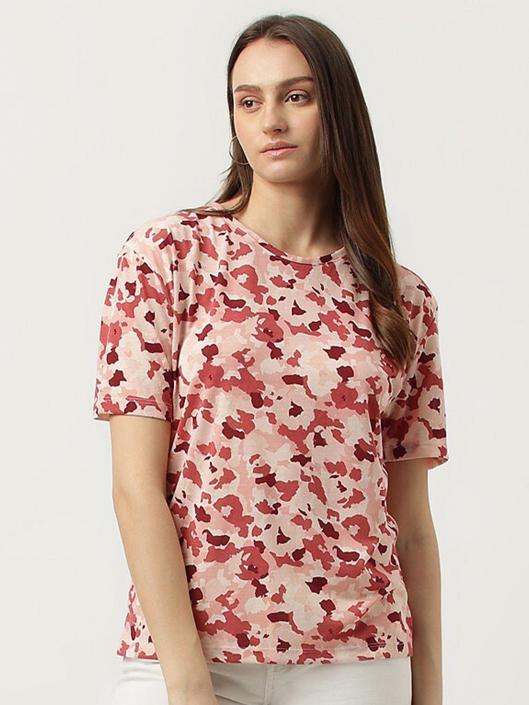 

Marks & Spencer Abstract Printed Round Neck T-Shirt, Pink