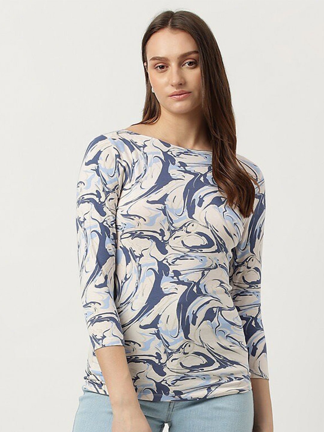 

Marks & Spencer Abstract Printed Round Neck T-Shirt, Cream