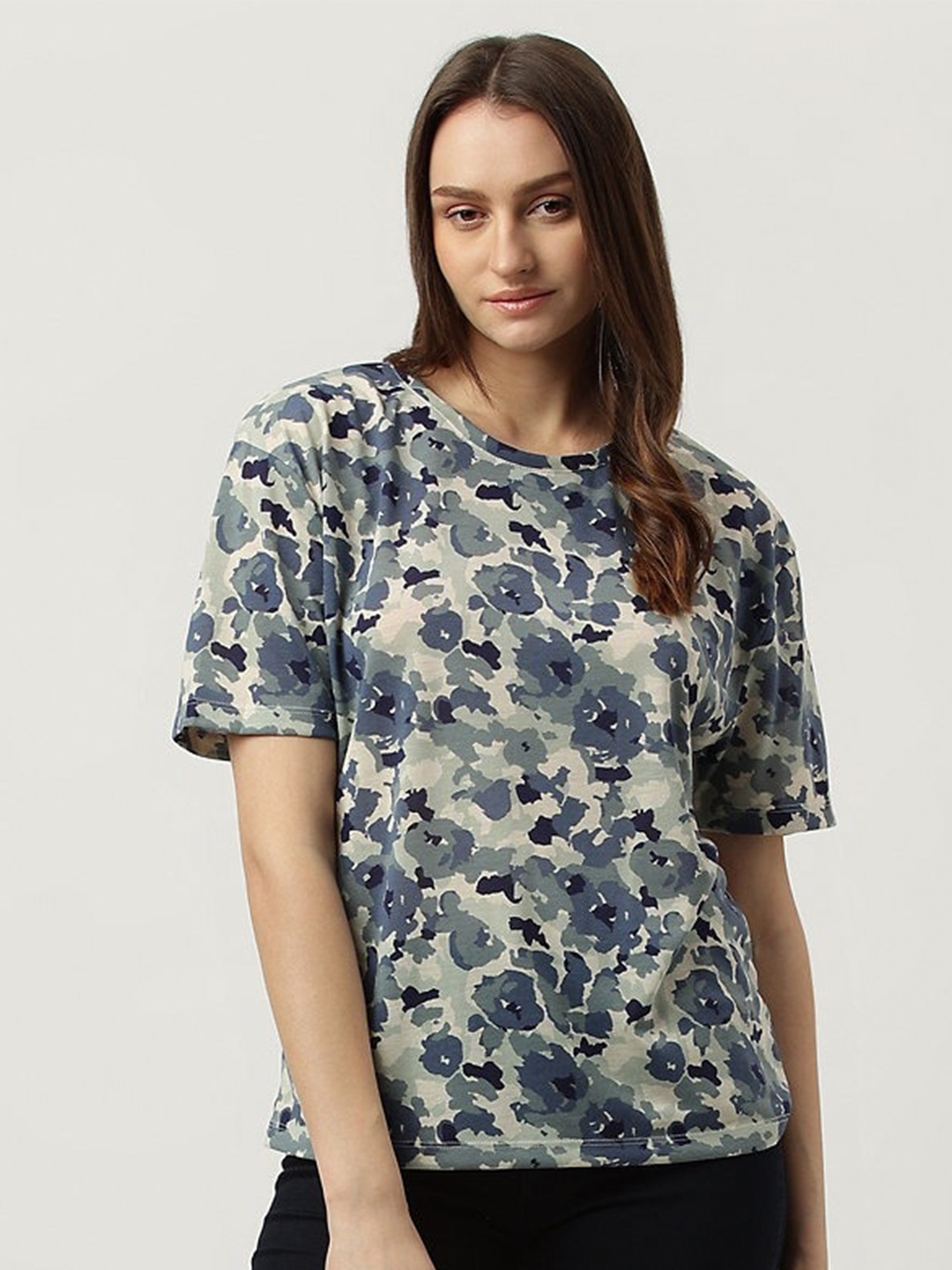 

Marks & Spencer Abstract Printed Round Neck T-Shirt, Beige