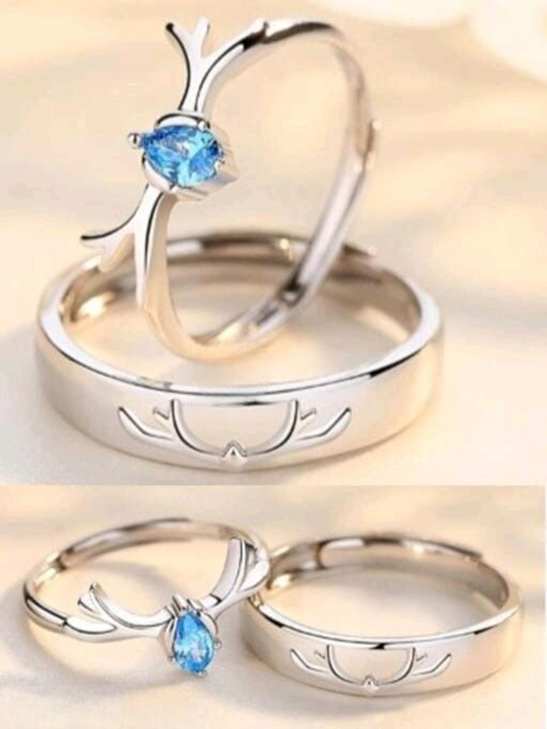 

KARISHMA KREATIONS Silver Plated Valentine Adjustable Promise Couple Ring