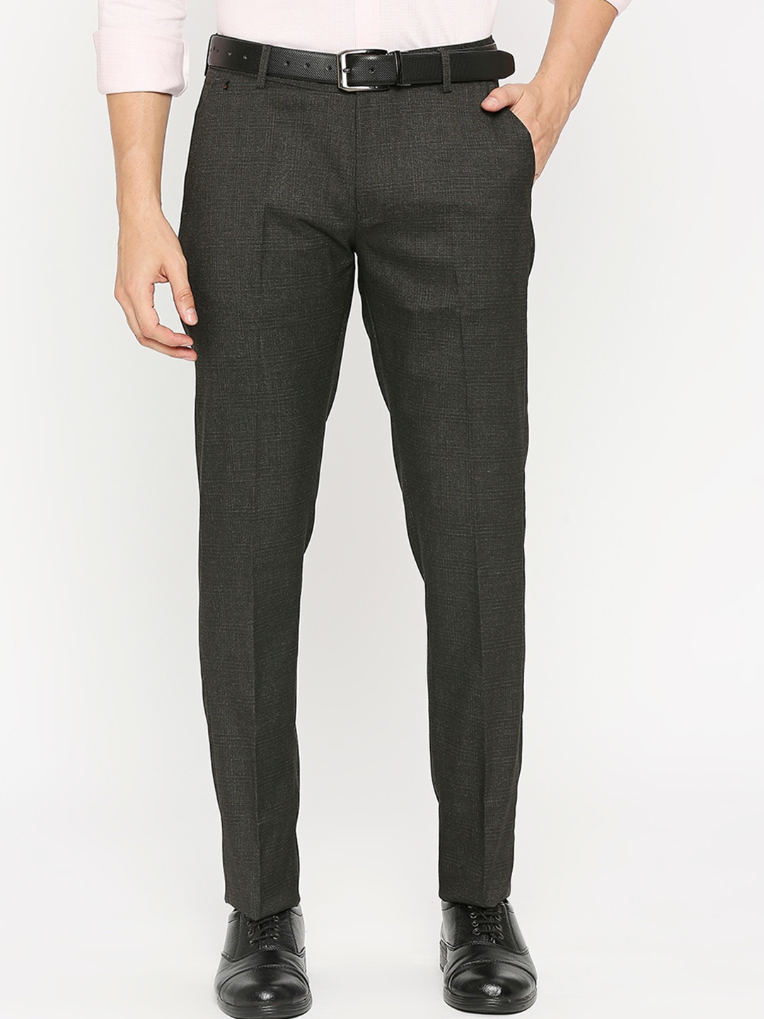 

Solemio Men Checked Formal Trousers, Brown