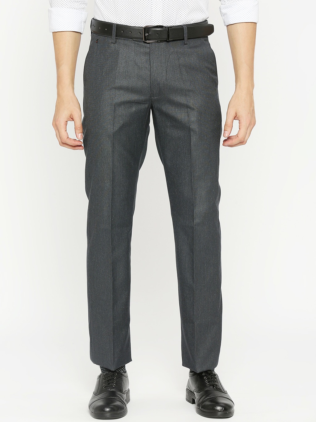 

Solemio Men Mid Rise Formal Trousers, Navy blue