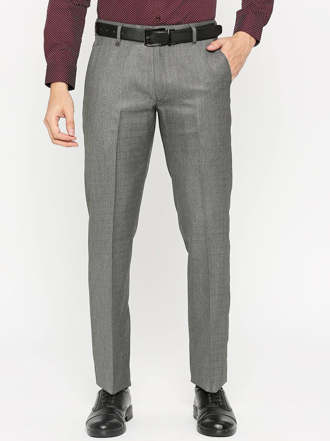 

Solemio Men Mid Rise Formal Trousers, Grey