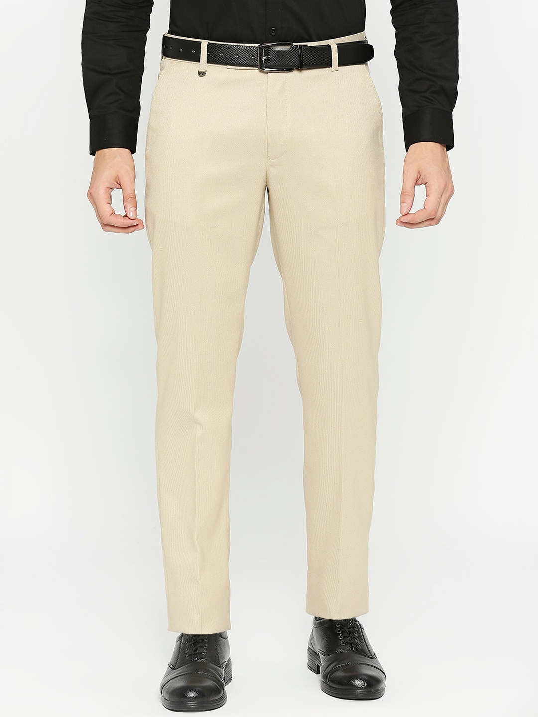 

Solemio Men Mid-Rise Formal Trousers, Beige