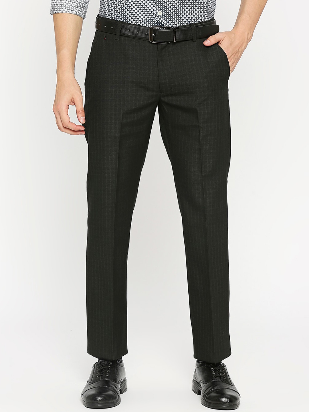 

Solemio Men Checked Formal Trousers, Black