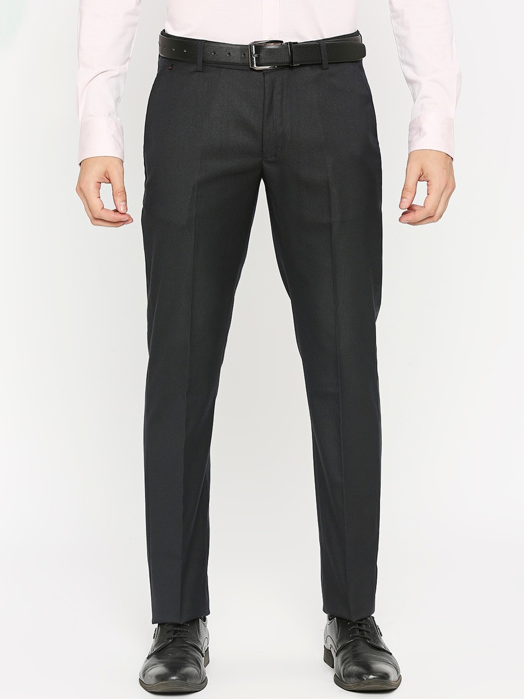 

Solemio Men Mid-Rise Formal Trousers, Charcoal