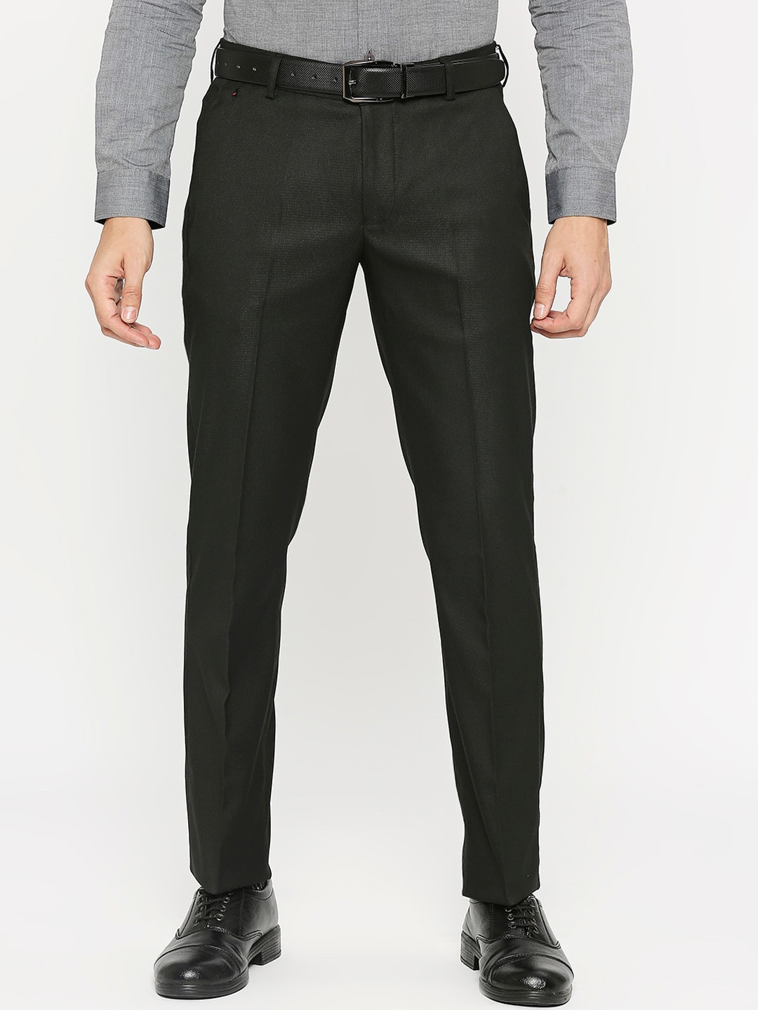 

Solemio Men Mid Rise Formal Trousers, Black