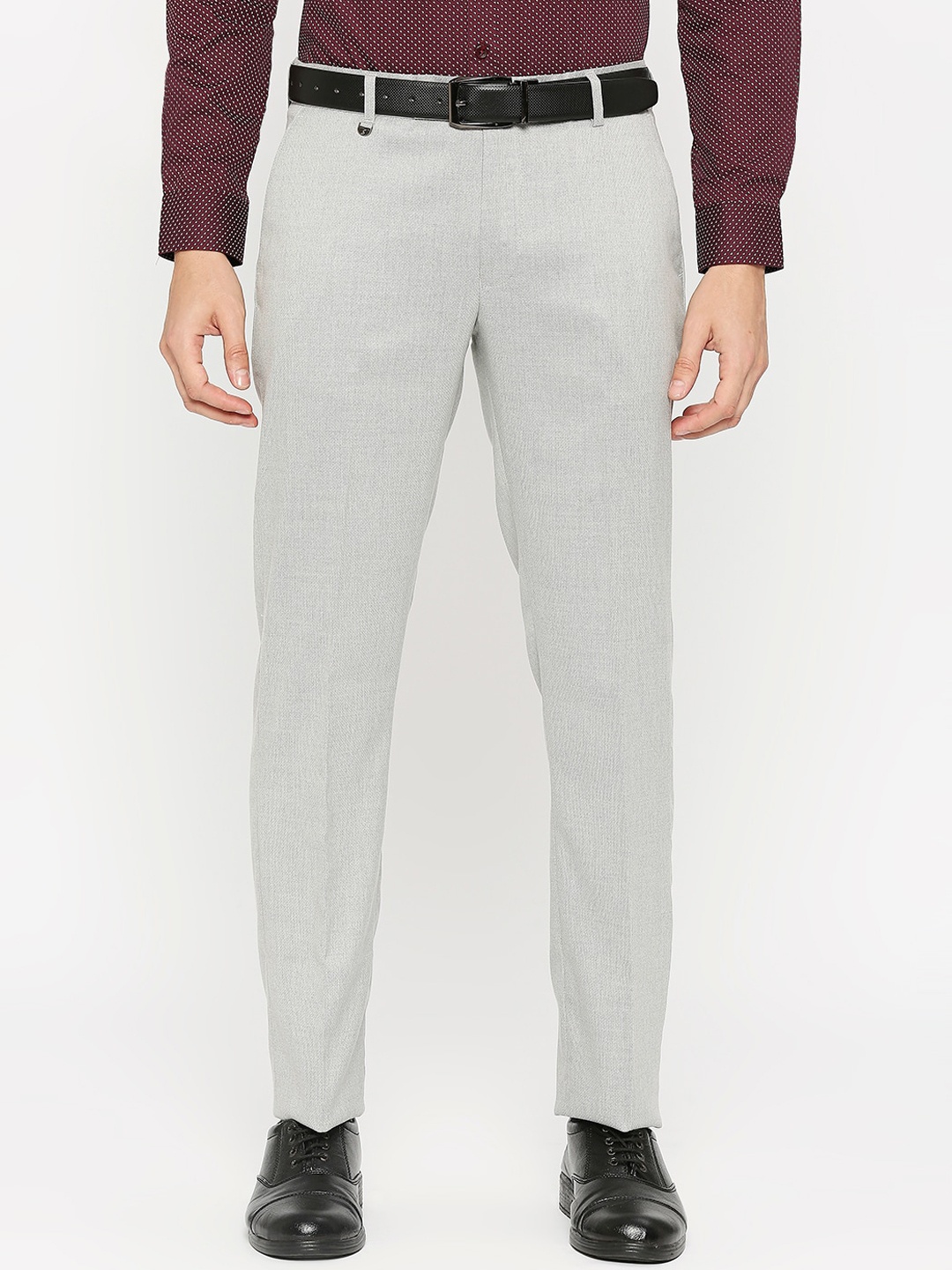 

Solemio Men Mid Rise Formal Trousers, Grey