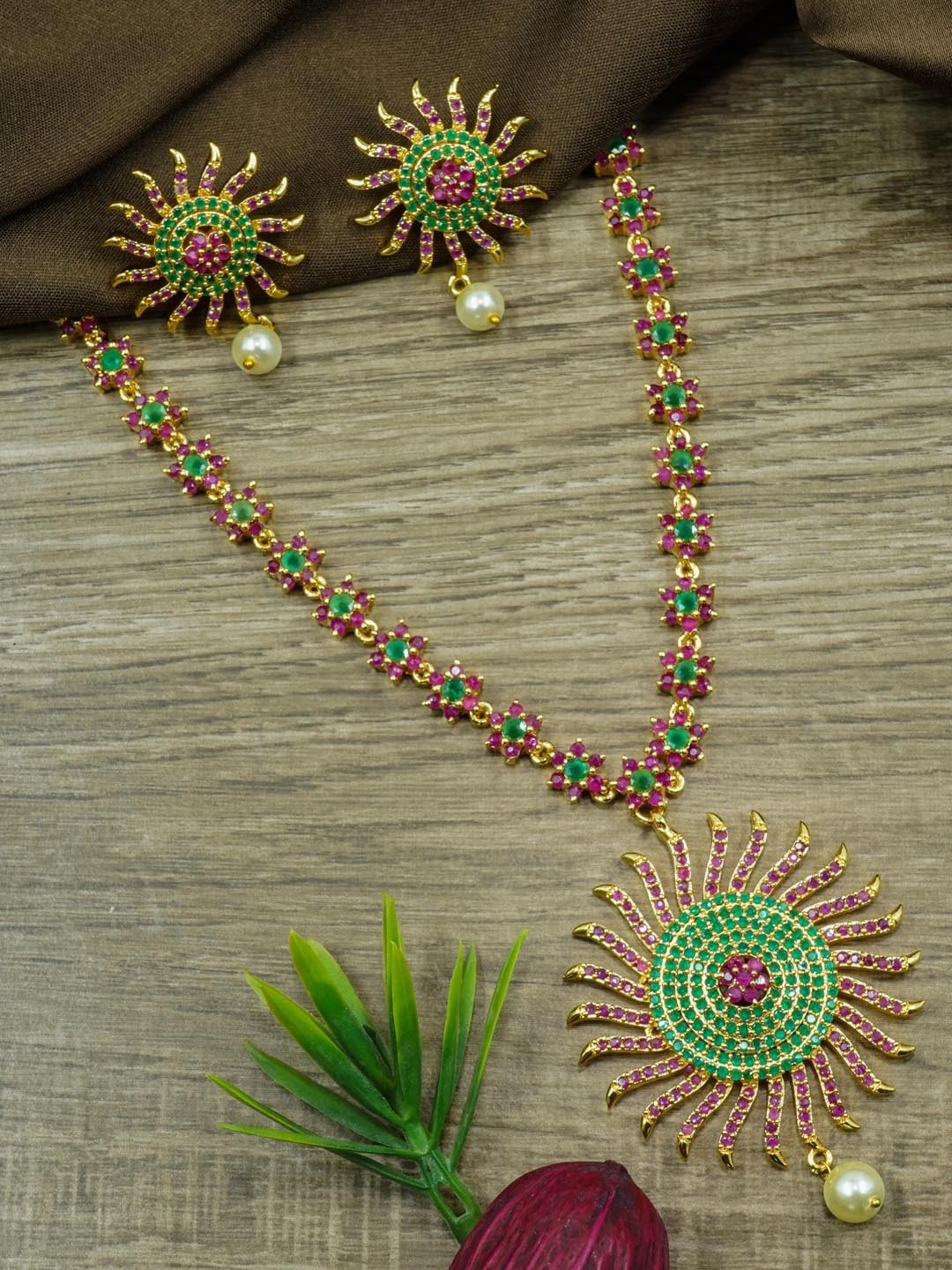 

GRIIHAM Gold-Plated CZ-Studded Jewellery Set