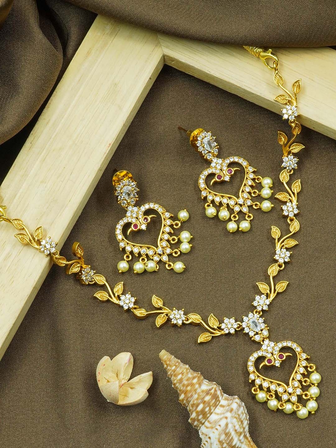 

GRIIHAM Gold-Plated CZ Stone-Studded Jewellery Set