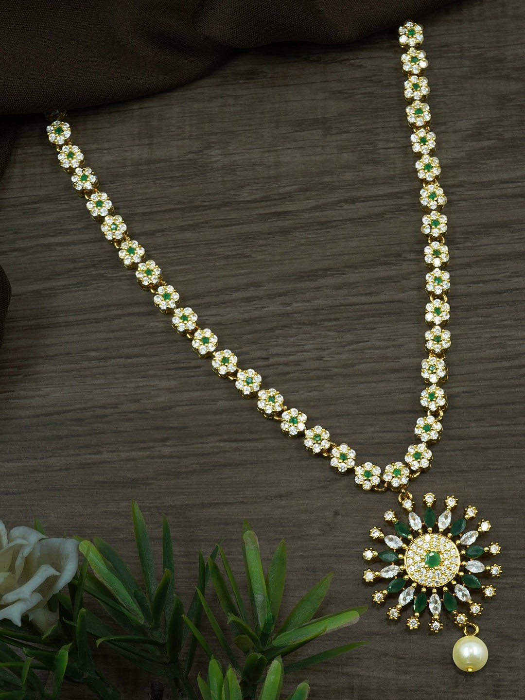 

GRIIHAM Gold-Plated CZ Stone-Studded Jewellery Set