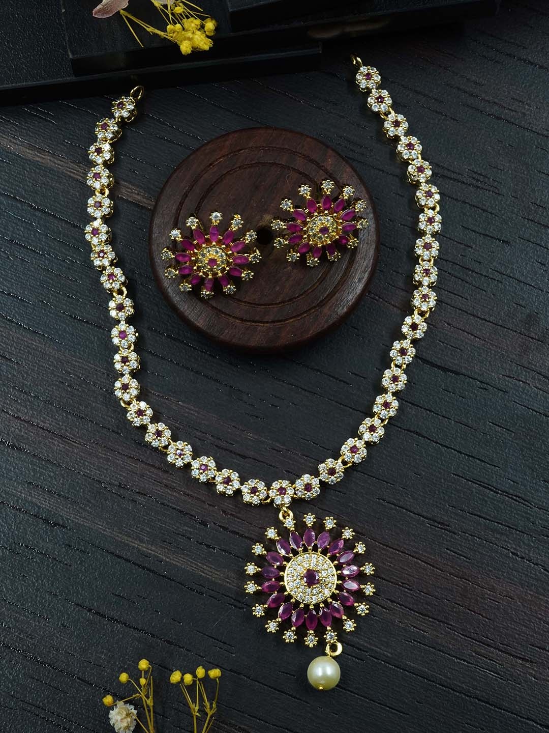 

GRIIHAM Gold-Plated CZ-Studded Jewellery Set