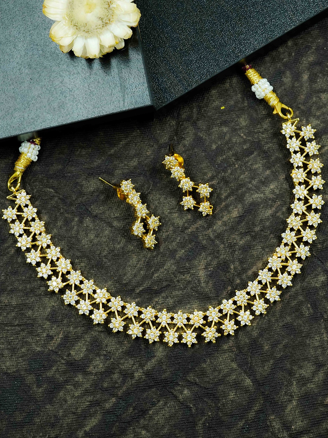 

GRIIHAM Gold-Plated CZ Stone-Studded Jewellery Set