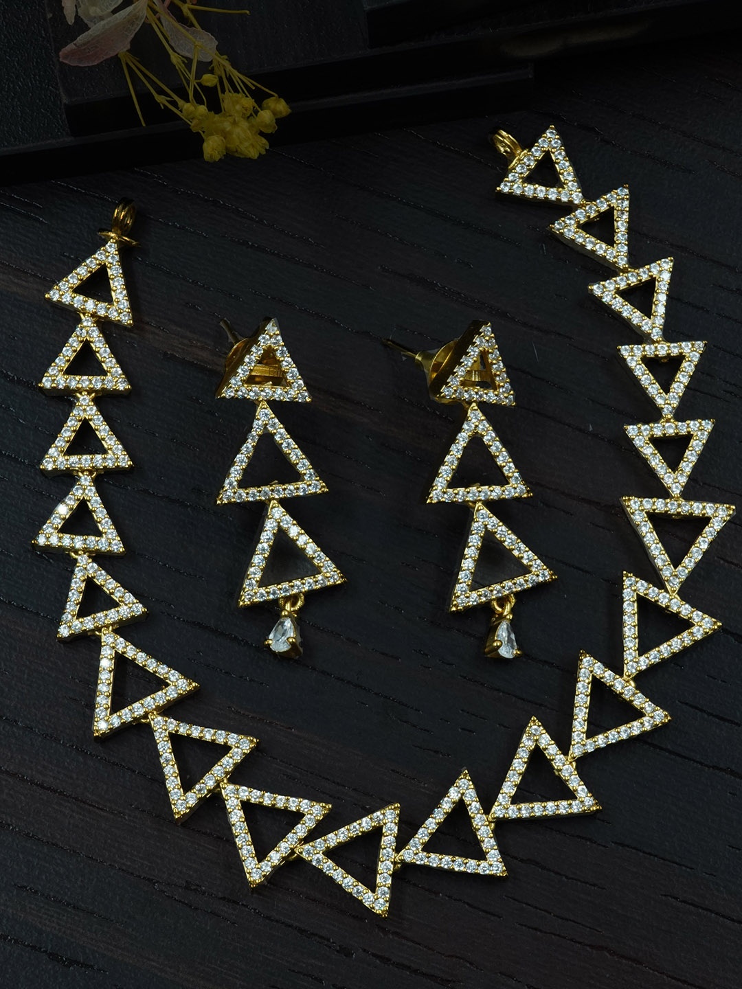 

GRIIHAM 23.5KT Gold-Plated AD-Studded Brass Jewellery Set